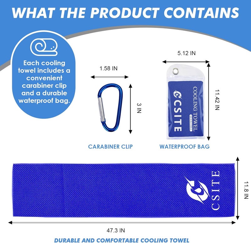 CASITE Cooling Towels for Neck and Face - 4 Pack 47x12 Inch Ice Cold Microfiber Towels, Soft & Breathable Cooling Towel for Hot Weather, Sports, Yoga, Workout, Running, Golf, Camping - Image 4